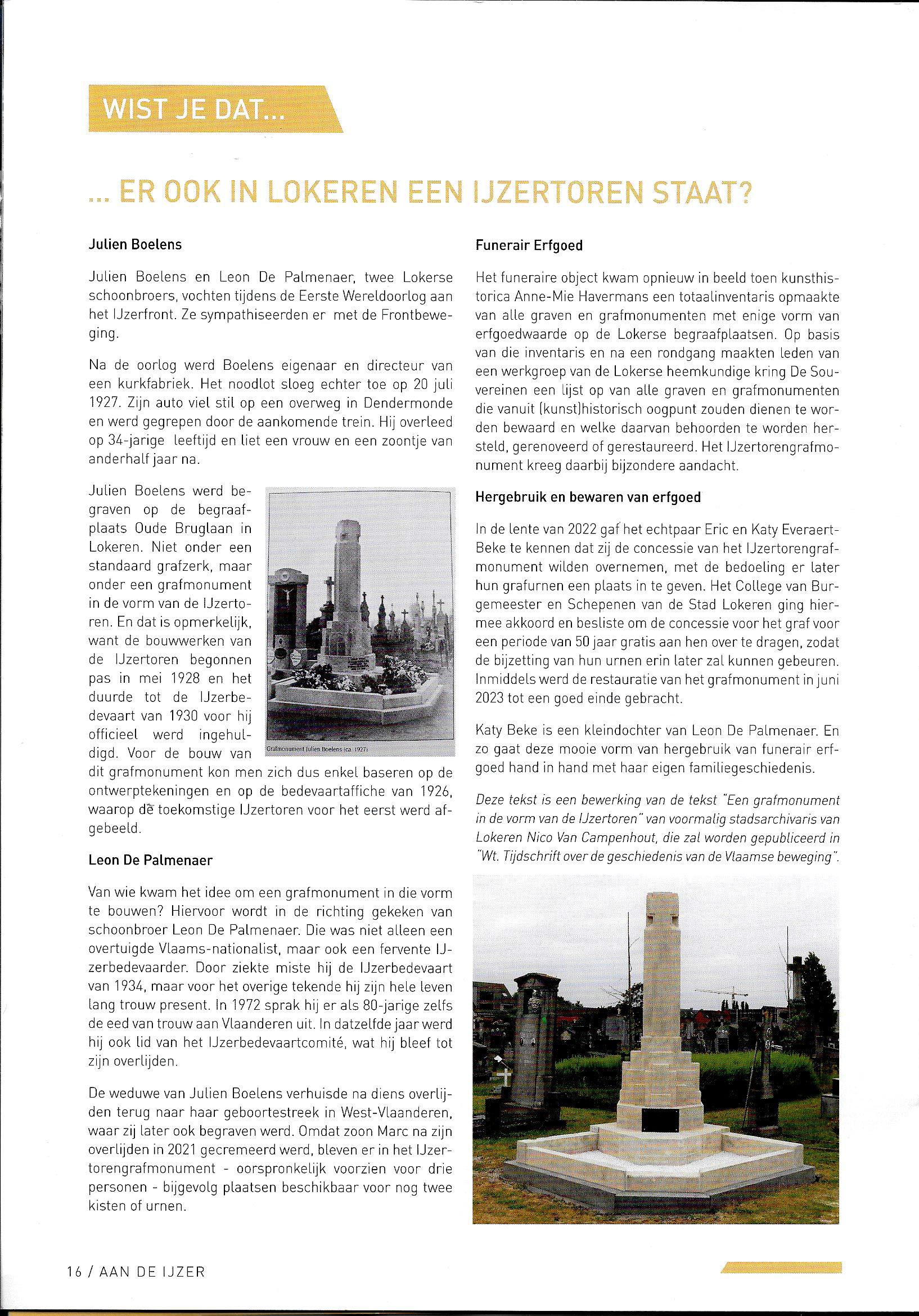 artikel in tijdschrift Aan De Ijzer augustus 2023 kopiëren