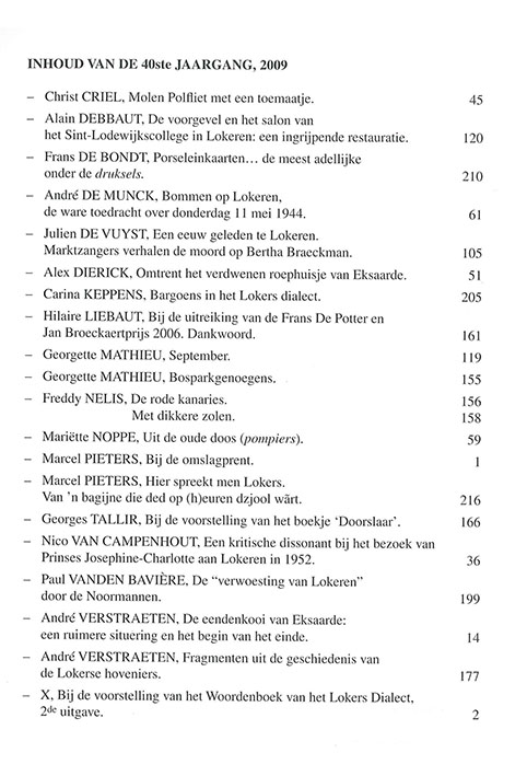 tijdschrift2009 0inhoud
