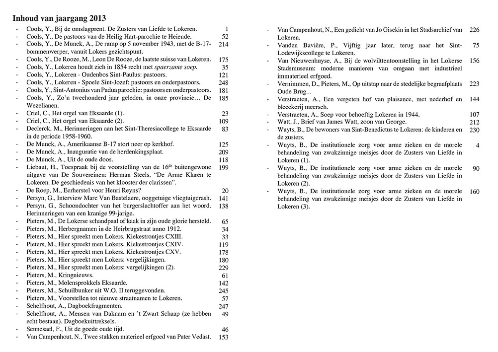tijdschrift2013 0inhoud